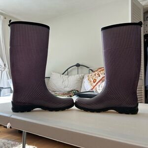 Kamik Purple Houndstooth Rain Muck Boots 7
